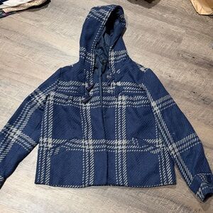 Maurices Navy and Gray Plaid Jacket